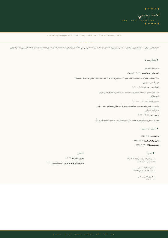 Imperial CEO Dossier — CV template preview