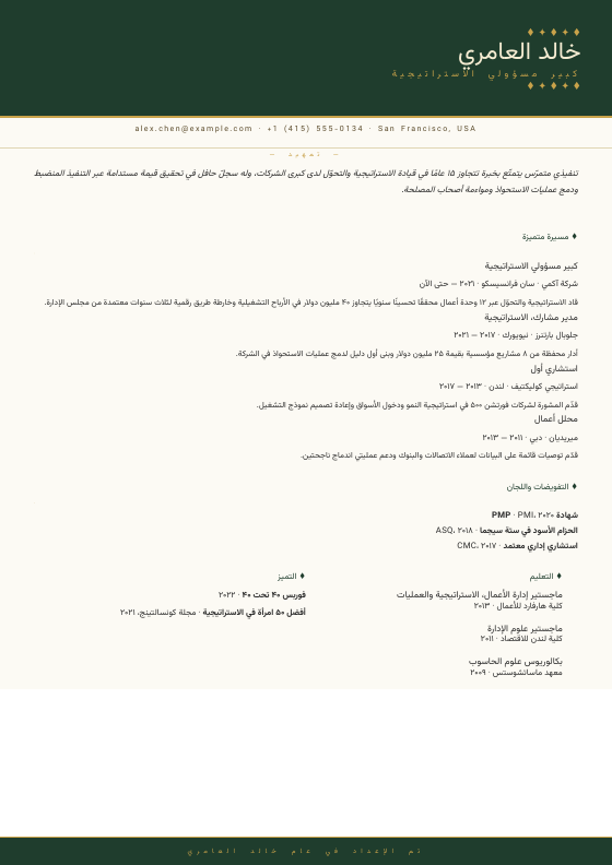Imperial CEO Dossier — CV template preview