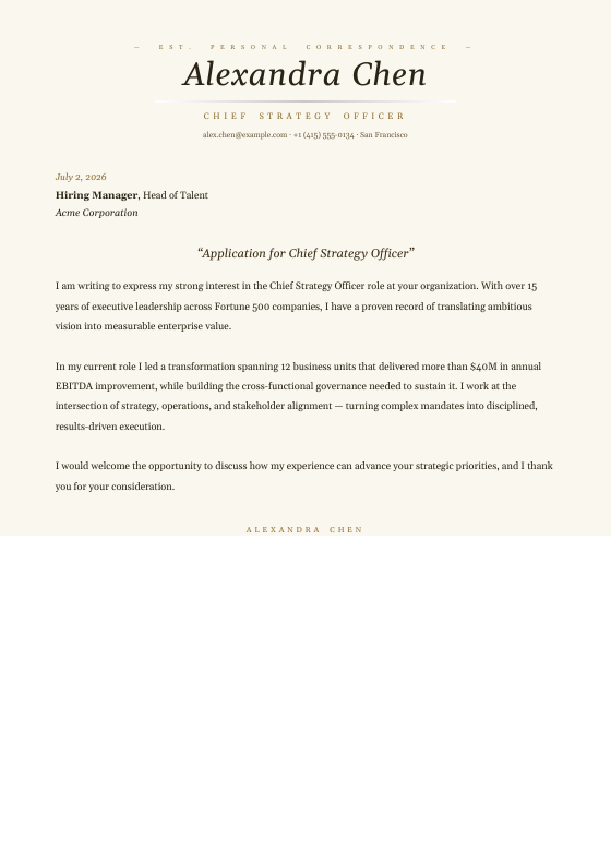 Champagne Prestige — CV template preview