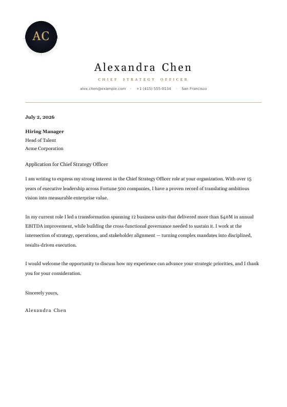 Monogram Seal — CV template preview