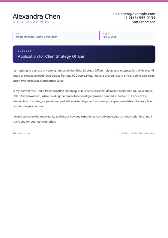 Tech Vanguard — CV template preview