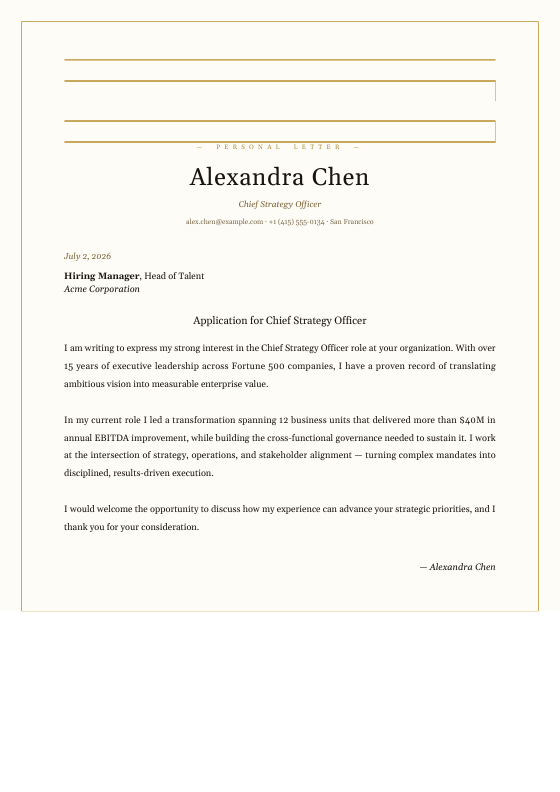 Gilded Corners — CV template preview