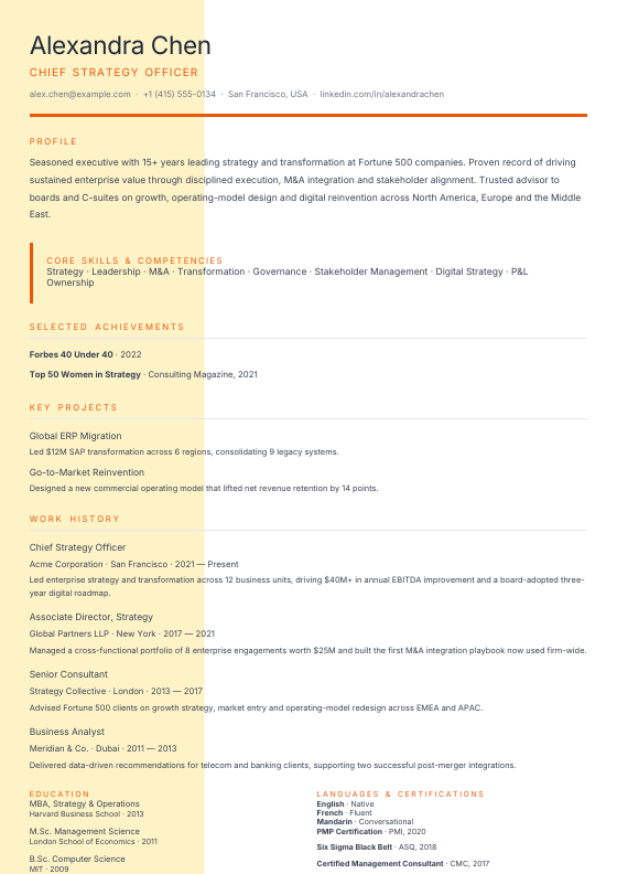 Functional Skills — CV template preview