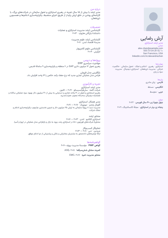 دانشجوی تازه‌کار — CV template preview