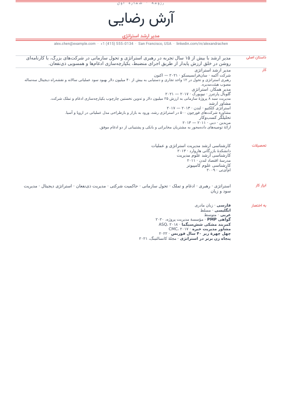 سبک خبرنامه — CV template preview