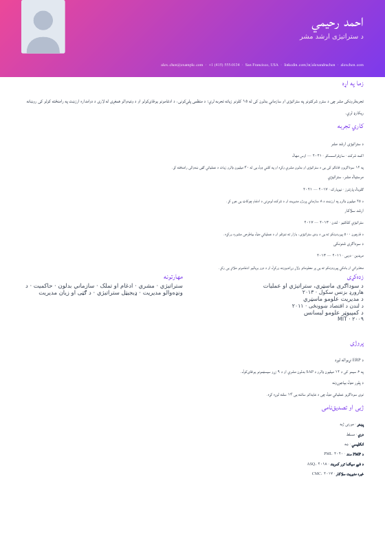 بینر د انځور سره — CV template preview