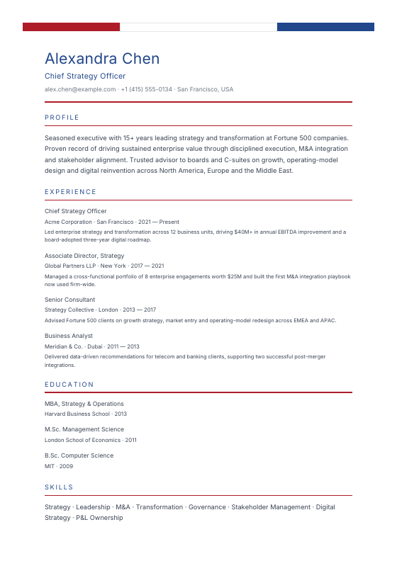 Netherlands Tricolor — CV template preview