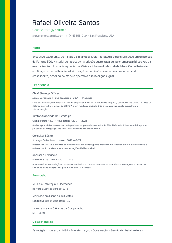 Brazil — Português Ribbon — CV template preview
