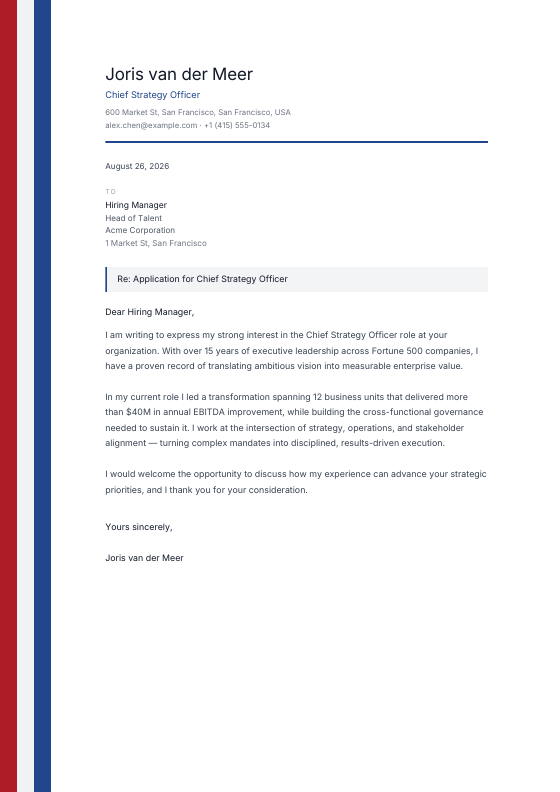 Netherlands — Letter Ribbon (Vertical) — CV template preview