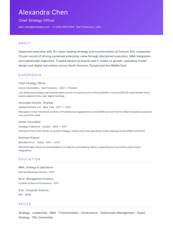 Portfolio Plus — CV template preview