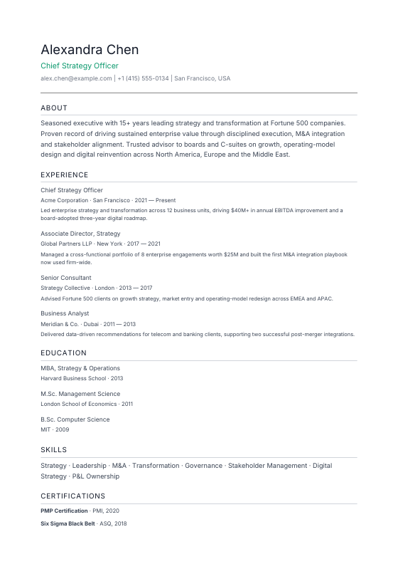 ATS Supreme — CV template preview