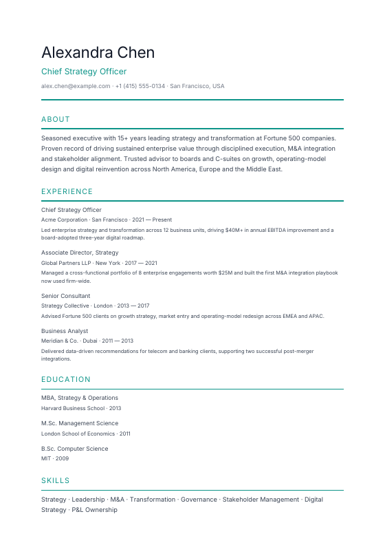 Recruiter's Choice — CV template preview