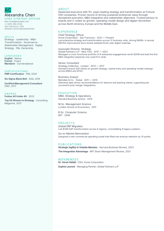 ClearPath — CV template preview