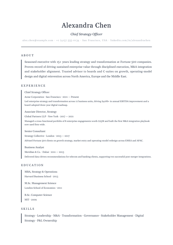 Scholar Elite — CV template preview