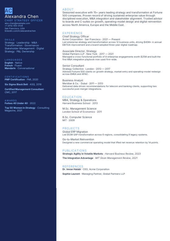Data Scientist — CV template preview