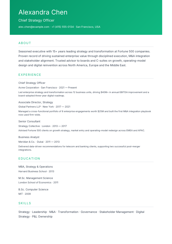 DevOps Pipeline — CV template preview