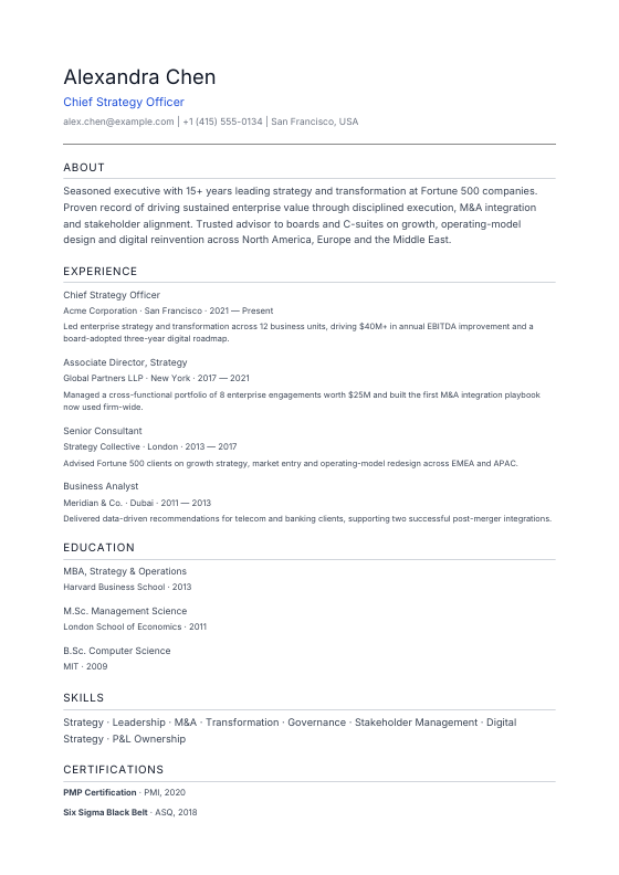 Accounting Precision — CV template preview