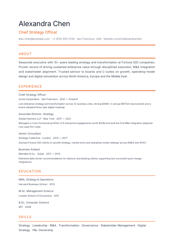 Civil Engineer — CV template preview