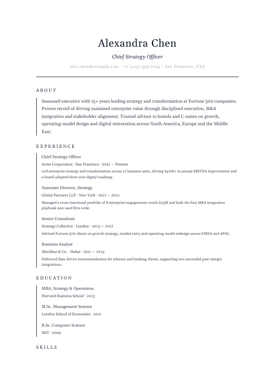 Attorney General — CV template preview