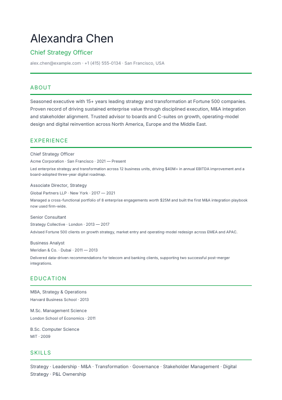 NGO Humanitarian — CV template preview