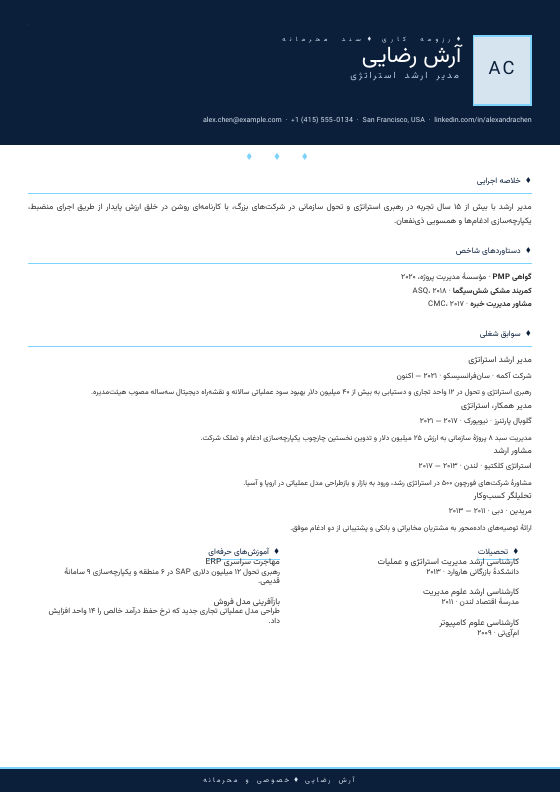 Diamond Elite Executive — CV template preview